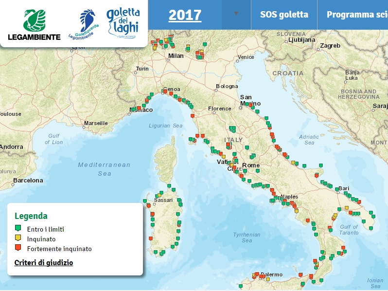 Mappa siti inquinati nella regione Marche